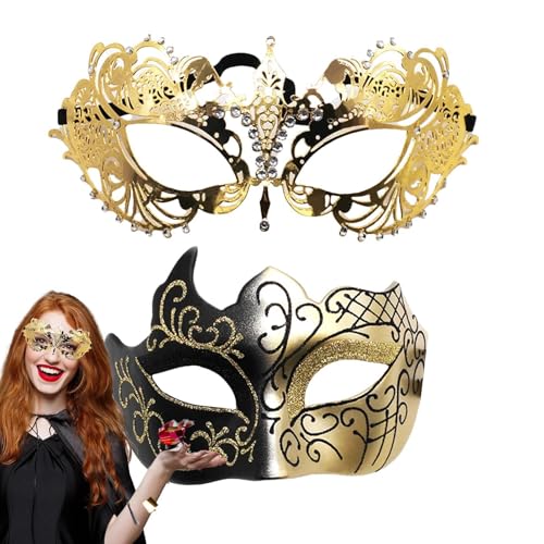 Euyehn Paar-Maskerade-Maske-Set,Maskerade-Maske-Paare-Set | 2X Retro Gesichtsbedeckung | Maskenset für Sie und Ihn, Kostümzubehör für den Abschlussball, Karneval von Euyehn