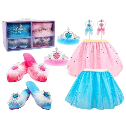 Euyehn Rollenspiel-Dress Up für kleine Mädchen, Fancy Birthday Dress Up Kleidung, Kinder Prinzessin Kleid Prinzessin Kleid Performance Schmuckset Kristall Schuhe für Geburtstag Gi-ft von Euyehn