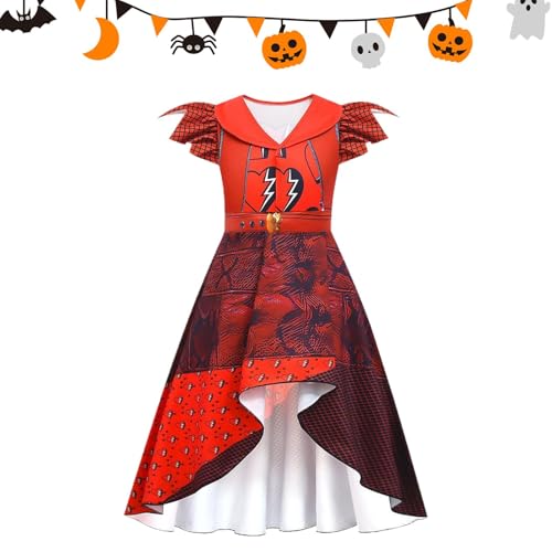 Euyehn Rotes Kostüm für Mädchen, Kleid, Handschuhe, Umhang, Tasche, Karneval, Halloween, , Verkleidung, Halloween, Mädchen, Cosplay-Kostüm für Mädchen 4–15 von Euyehn