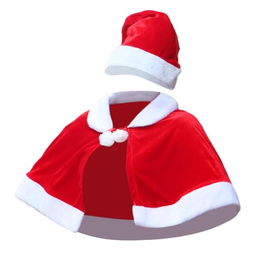 Euyehn Weihnachtsumhang,Roter Weihnachtsumhang,Roter und weißer Samtschal - Weiche Weihnachtskostüme, Cosplay-Kleidung für Mädchen und von Euyehn