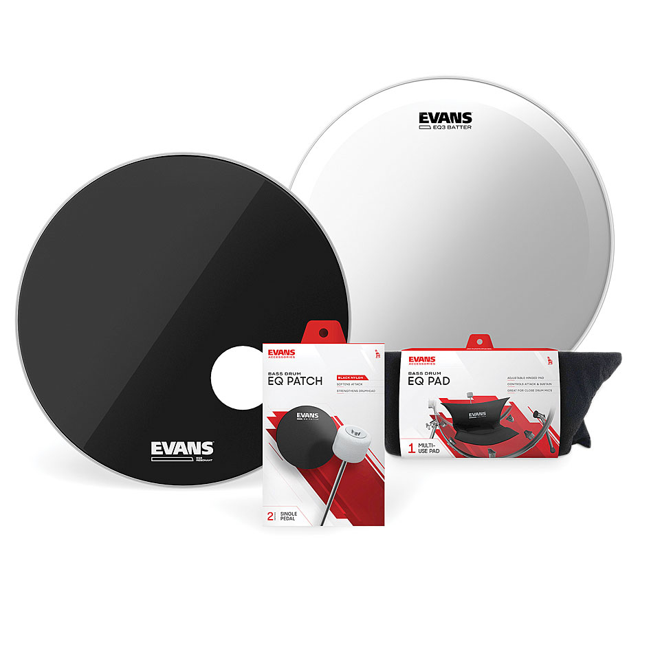 Evans EQ-3 Resonant Black 22" Bass Drum Head Schlagzeug-Fell-Set von Evans