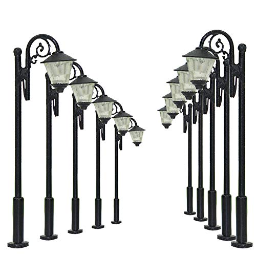 Evemodel 10 Stück Modell Spur N 1:160 Lampen warm weiß Beleuchtung Leuchte Straßenlampen Modellbau Dekor von Evemodel