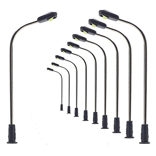 Evemodel 10 Stück Spur Z 1:200 Modell Lampe Peitschenlampen Straßenlampen Flexible Höhe Beleuchtung Leuchte Modellbau Dekor (warm weiß) von Evemodel