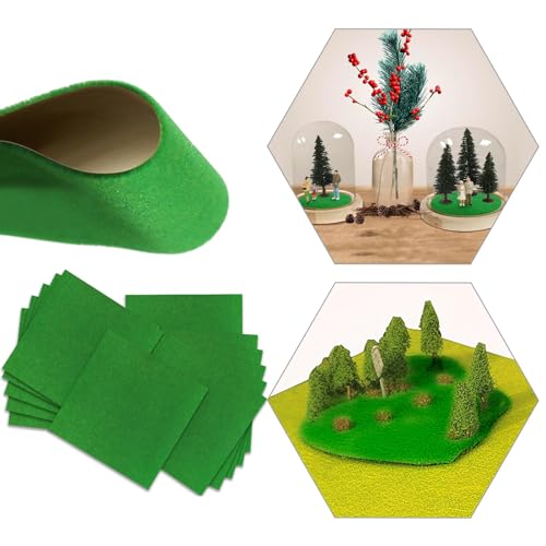 Evemodel 12 Stück 17 * 17 cm Modell Gras Matte Miniatur Gartenbau Grasmatten Dekor Modellbau für Landschaftsbau Garten Balkon Haus (grün) von Evemodel