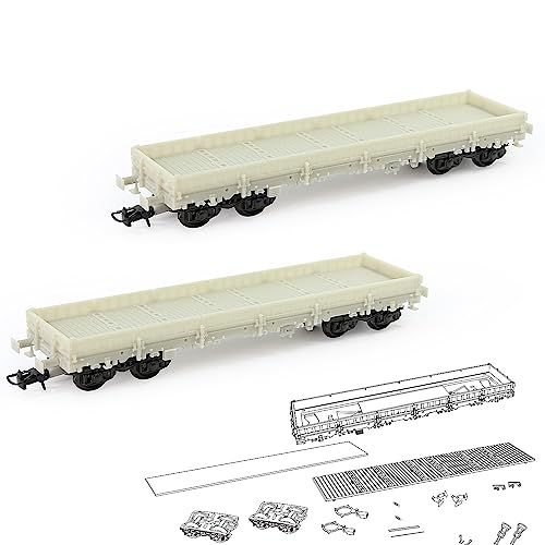 Evemodel 2 Set Spur H0 1:87 Niederflurwagen Modell Eisenbahn Güterwagen Waggon Unbemahlte Klebstoff Blank unlackiert unmontiert von Evemodel