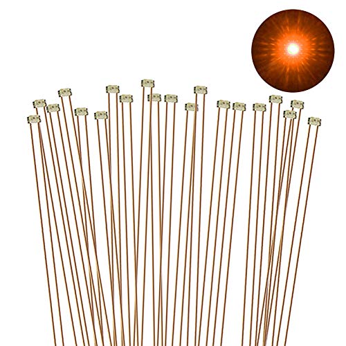 Evemodel 20 STK. vorgelötet Micro 0,1mm Kupfer Kabel ORANGE SMD Led 0402 NEU C0402OR-20-EU von Evemodel