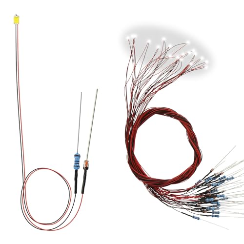 Evemodel 20Stk. 0603 SMD LED weiß vorverdrahtet Modell Dioden Lampe mit Spannungsregelröhre mit 50cm PTFE-Kabel für Modelbau Dekoration Evemodel 20Stk. 0603 SMD LED weiß vorverdrahtet Modell Dioden Lampe mit Spannungsregelröhre mit 50cm PTFE-Kabel für Modelbau Dekoration von Evemodel