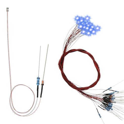 Evemodel 20Stk. SMD LED 0402 blau vorverdrahtet Modell Dioden Lampe mit Spannungsregelröhre mit 50cm PTFE-Kabel für Modelbau Dekoration Evemodel 20Stk. SMD LED 0402 blau vorverdrahtet Modell Dioden Lampe mit Spannungsregelröhre mit 50cm PTFE-Kabel für Modelbau Dekoration von Evemodel