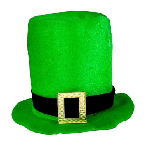 Eventerde Grüner Zylinder, St. Patrick Hut - St. Patricks Day Koboldhut mit goldener Schnalle | St. Patricks Day Kostümzubehör Kobold Zylinder für St. Patrick, Weihnachten von Eventerde