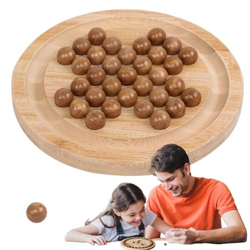 Eventerde Holzperlenspiel für Kinder, Runde Schachbrett,Single Kinder Schachspiel für Gehirnfähigkeit - Brain Teaser verbinden Perlen Spielzeug Klassische Strategie Familie Spaß Spielzeug von Eventerde