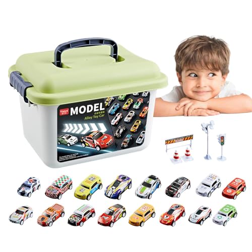 Eventerde Legierung Zurückziehen Auto, Zurückziehen Stadtautos Und Lastwagen Spielzeugfahrzeug Set Für Kleinkinder, Auto Modelle Spielzeug Für Kinder, 1:64 Zurückziehen Auto Set von Eventerde