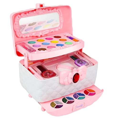 Eventerde Make-up für Kinder,Sicheres und waschbares rosafarbenes Make-up-Set für Kinder - Tragbares Make-up-Koffer-Set für Kleinkinder, Prinzessinnen-Kosmetikkoffer, Kinder-Make-up-Set, Keine von Eventerde