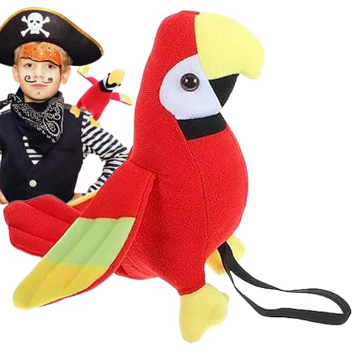 Eventerde Piratenpapagei Puppe Mit Gummiband - Piratenpapagei Plüschtier, Piraten Papagei Kostüm Zubehör, Piraten Papageien Requisite, Piraten Vogel Requisite, Piraten Kostüm Zubehör Kinder von Eventerde