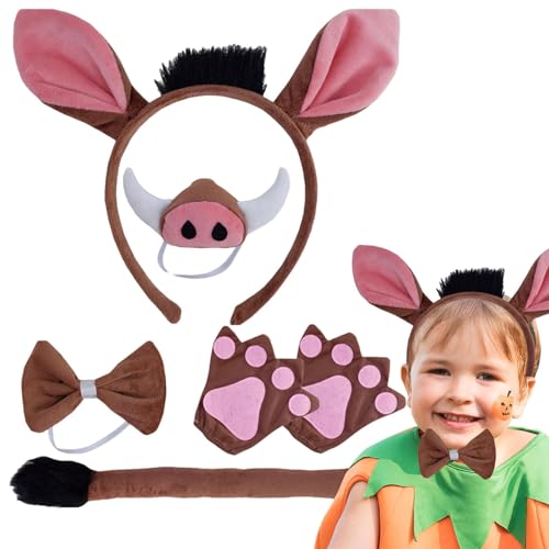 Eventerde Warzenschweine Cosplay Kostüme,Halloween Warzenschweine Kostümset | Dress up Warthogs Halloween-Kostümset | Kostümset mit realistischem Design für Cosplay-Partys, Halloween-Kostümpartys und von Eventerde