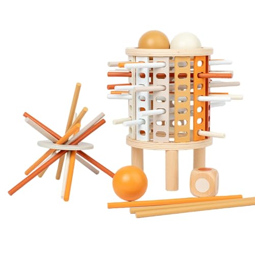 Eventerde Ziehstäbchen-Spiel, Spielzeug für Feinmotorik, Bunte Holzstäbchen Würfelspiel Brettspiele, Reisespielzeug für Kleinkinder, pädagogisches Familienspiel, buntes Holzstäbchen-Würfelspiel für von Eventerde