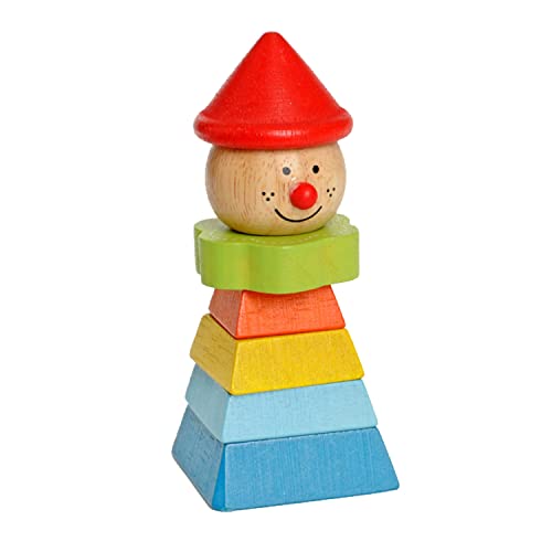 EverEarth Stapel-Clown mit rotem Hut aus nachhaltigem Holz – Lernspielzeug zur Förderung von Motorik und Farbenlernen – Umweltfreundliches Steckspiel für Kinder – EE33268 von EverEarth