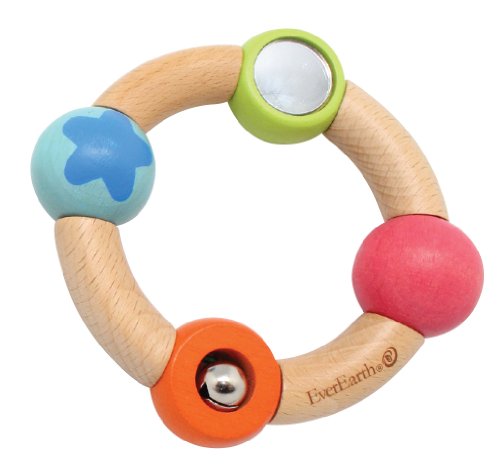 EverEarth Baby Grab Ring Blue Star EE33587 Holzspielzeug für Kinder ab 6 Monaten von EverEarth