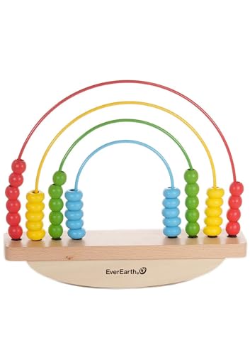 EverEarth Regenbogen Balancierspiel aus nachhaltigem Holz – Kreatives Stapelspielzeug zur Förderung von Geschicklichkeit und Balance – mit unbedenklichen Wasserfarben – EE33897 von EverEarth