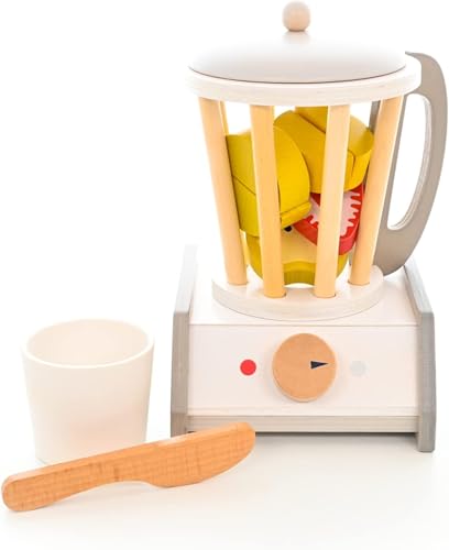 EverEarth Spielset Smoothie Mixer aus nachhaltigem Holz – Lernspielzeug mit Obst und Zubehör für fantasievolles Rollenspiel – Kinderspielzeug mit unbedenklichen Wasserfarben – Smoothie-Set EE33902 von EverEarth