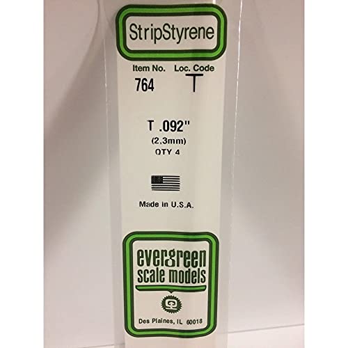 EVERGREEN 500764 T-Profil, 35 mm lang, Höhe/Breite 2,3 mm, 3 Stück, Mehrfarbig von Evergreen