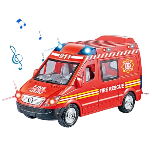 EviKoo Rettungsfahrzeuge für Kleinkinder,Spielzeug für Kinderrettungsfahrzeuge - Lichter und Geräusche ziehen Spielzeugfahrzeug zurück | Kleinkind-LKW-Spielzeug für Kinder im Alter von 3–8 Jahren von EviKoo