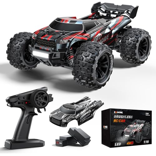 Evmore Ferngesteuertes Auto 1:16 70 km/h Hochgeschwindigkeits RC Auto, Offroad Lastwagen, 4WD RC Spielzeugauto, IPX4 Drift Rennen, 40 Min Betrieb 2 Batterien–Geschenke Für Erwachsene Und Kinder von Evmore