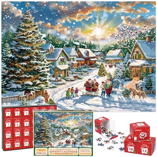 Evolyline Puzzle Weihnachten 1008 Teile Klassische Puzzles 70x50cm Weihnachtspuzzle für Erwachsene und Kinder ab 14 Jahren von Evolyline