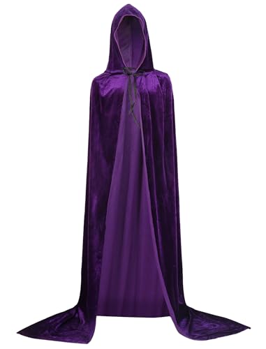 Evolyline Halloween Kostüm Umhang Hexen Damen Vampir Witch Kostüm mit Kapuze Samt Herren Männer Snape Cape Kostüm Erwachsener Unisex, Perfekt für Halloween, Karneval Cosplay und Party von Evolyline