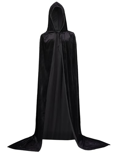 Evolyline Halloween Kostüm Umhang Hexen Damen Vampir Witch Kostüm mit Kapuze Samt Herren Männer Snape Cape Kostüm Erwachsener Unisex, Perfekt für Halloween, Karneval Cosplay und Party von Evolyline