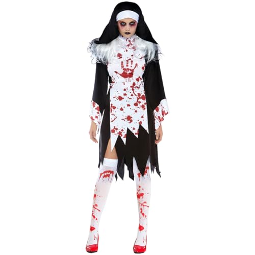 ExaRp Vampir Zombie Blutbefleckte Nonne Kostüm Anime Club Kleid Mädchen Verkleidung Anime Cosplay Kostüm für Party Halloween von ExaRp