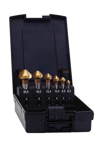 Exact 15727 Kegelsenker-Set 6teilig 6.3 mm, 8.3 mm, 10.4 mm, 12.4 mm, 16.5 mm, 20.5mm HSS-E TiN Zyli von Exact