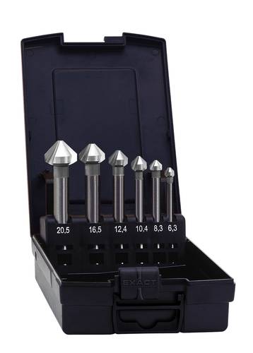 Exact 50708 Kegelsenker-Set 6teilig 6.3 mm, 8.3 mm, 10.4 mm, 12.4 mm, 16.5 mm, 20.5mm HSS Zylindersc von Exact