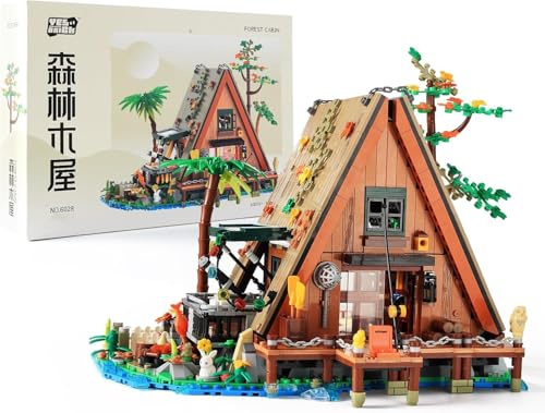 Exairetikos Ideas A-Frame Cabin Mini Klemmbausteine Baukasten,STEM Architecture Haus Friends Haus Modellbausatz für Erwachsene, Geschenk für Jungen und Mädchen ab 8 Jahren (1486PCS) von Exairetikos