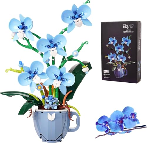 Exairetikos Ideas Blau Orchidee Blumen Klemmbausteinen Baustein，Kompatibel Mit Lego Flower Pflanzen deko Geschenk für Erwachsene und Mädchen ab 8-16+ 567PCS von Exairetikos