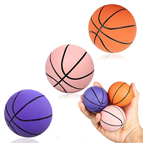 Exbrith 3 Stück Mini Inflatable Basketball, Hüpfball aus Gummi - 6cm - Squeeze Toy with High Elasticity for Mitgebsel fürs Büro oder Kindergeburtstag von Exbrith