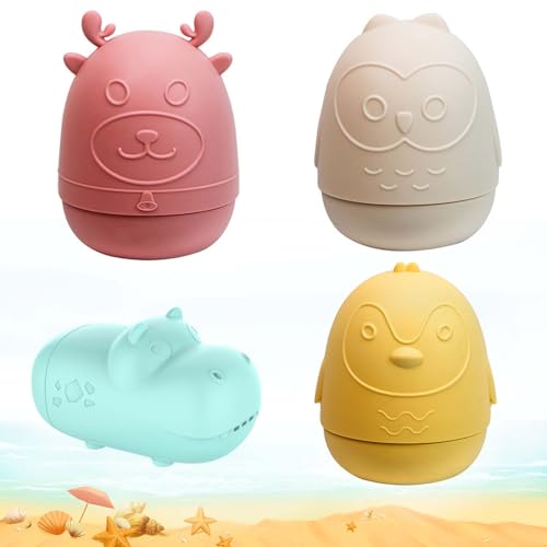 Set of 4 Bath Toys,Wasserspielzeug Kinder,Sandspielzeug,Wasserspielzeug Kinder Wird Wasser Versprühengeeignet Für Babys, Kleinkinder, 1+ Baby Badespielzeug von Exbrith