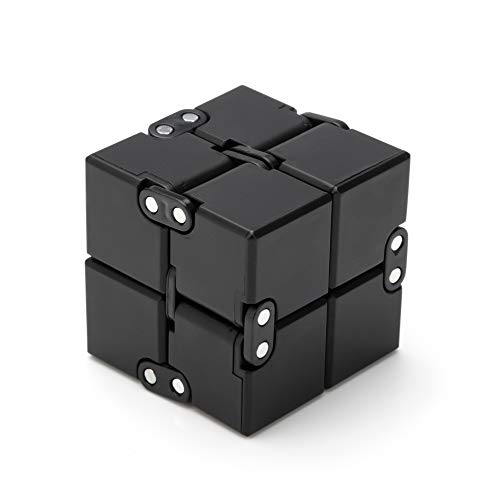 Excellentas Fidget Infinity Cube Unendlicher Würfel - Anti Stess Würfel - Stressspielzeug Geschicklichkeitsspiel für Jung und Alt, Erwachsen oder Kinder in Schwarz von Excellentas