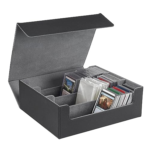 Exogio 1800+ Kartendeck-Hülle für Sammelkarten, Magnetische Karten-Aufbewahrungsbox, Oben Seitlich Ladbare Deck-Hülle, Spielkarten-Box für TCG Magic The Gathering YuGiOh Karten, Schwarz + Grau von Exogio