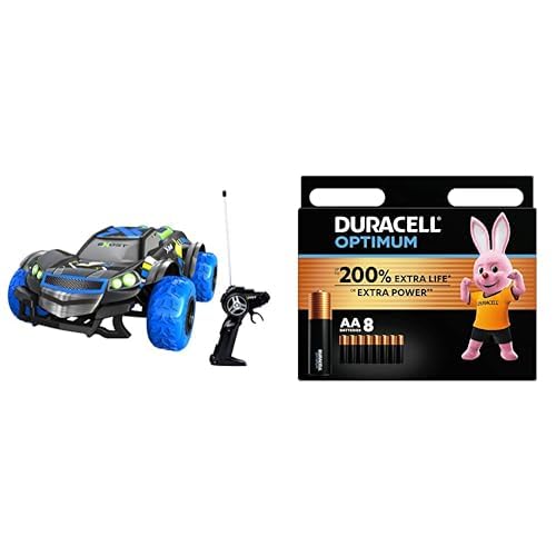 EXOST 20208 XBull Ferngesteuertes Auto 2.4 Ghz Fernbedienung: Neuste Technologie für störungsfreie Verbindung ab 5 Jahren Maßstab 0.0541666666666667 + Duracell Optimum Batterien AA, 8 Stück, bis zu 20 von Exost