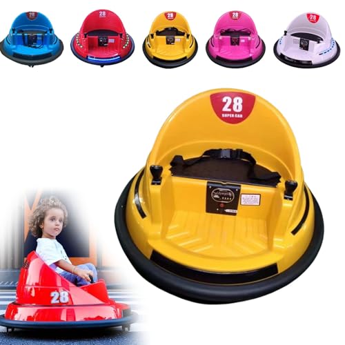 Autoscooter for Kinder, 360-Grad-Drehung, Walzerautos for Kinder mit Doppel-Joystick, Fernbedienung, bunten blinkenden Lichtern und Musik, Autoscooter for Kinder im Alter von 3–8 Jahren(Yellow) von Explcior