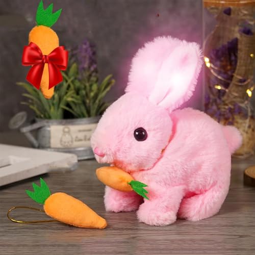 Explcior Bunby - My Realistic Bunny Toy, Realistic Bunny Toy for Kids, Bunny Realistic Bunny, Rabbit Stuffed Animal, Hopping Bunny Toy, Easter Plush Interactive Realistic Bunny Robot for Kids(Pink) von Explcior