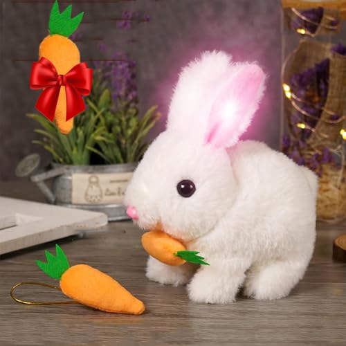 Explcior Bunby - My Realistic Bunny Toy, Realistic Bunny Toy for Kids, Bunny Realistic Bunny, Rabbit Stuffed Animal, Hopping Bunny Toy, Easter Plush Interactive Realistic Bunny Robot for Kids(Weiß) von Explcior