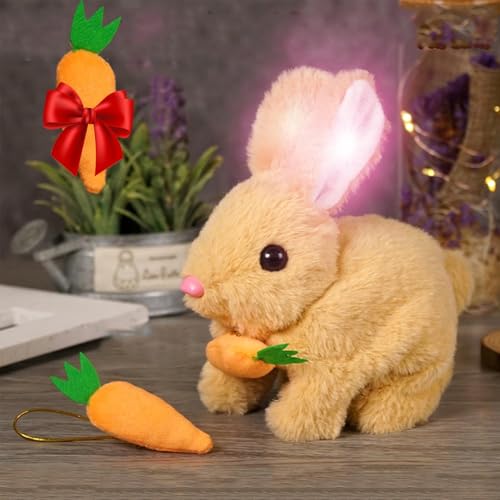 Explcior Bunby - My Realistic Bunny Toy, Realistic Bunny Toy for Kids, Bunny Realistic Bunny, Rabbit Stuffed Animal, Hopping Bunny Toy, Easter Plush Interactive Realistic Bunny Robot for Kids(Yellow) von Explcior