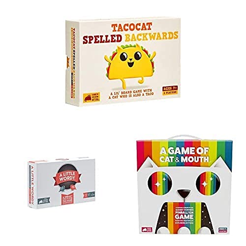 Two Player Bundle by Exploding Kittens - Tacocat Spelled Backwards, A Little Wordy, and A Game of Cat and Mouth - Two Player Card Games for Adults Teens & Kids von Exploding Kittens