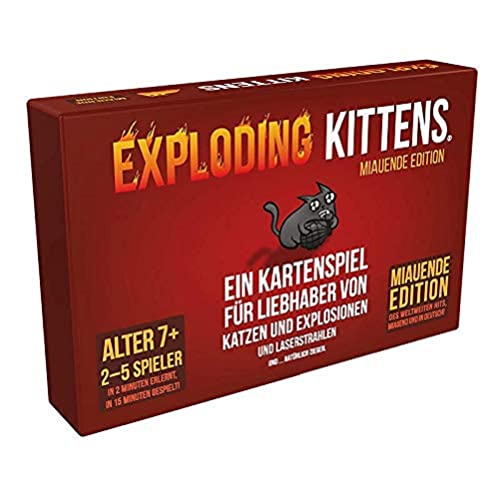 Asmodee | Exploding Kittens – Miauende Edition | Grundspiel | Partyspiel | Kartenspiel | 2-5 Spieler | Ab 7+ Jahren | 15+ Minuten Spielzeit | Deutsch von Exploding Kittens