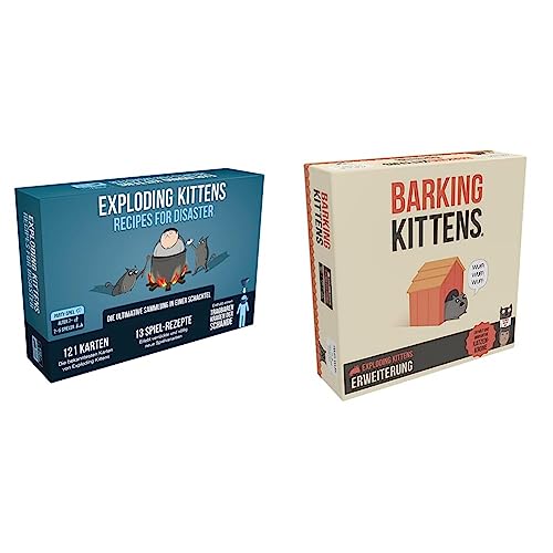 Asmodee | Exploding Kittens – Recipes for Disaster | Partyspiel | Kartenspiel | 2-5 Spieler | Ab 7+ Jahren & Asmodee | Exploding Kittens – Barking Kittens | Erweiterung | Partyspiel | Ab 7+ Jahren von Exploding Kittens