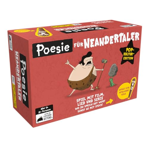 Exploding Kittens, Poesie für Neandertaler: Popkultur-Edition, Partyspiel, Kartenspiel, 2+ Spieler, ab 7+ Jahren, 15 Minuten, Deutsch von Exploding Kittens