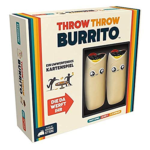 Exploding Kittens, Throw Throw Burrito (Auflage 2022), Partyspiel, Kartenspiel, 2-6 Spieler, Ab 7+ Jahren, 15+ Minuten, Deutsch, Mehrfarbig, Bunt von Asmodee