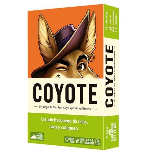 Exploding Kittens Coyote, Kartenspiel, Party Game, ab 10 Jahren, für 3 bis 8 Spieler, 10 Minuten pro Spiel, Spanisch Exploding Kittens Coyote, Kartenspiel, Party Game, ab 10 Jahren, für 3 bis 8 Spieler, 10 Minuten pro Spiel, Spanisch von Exploding Kittens