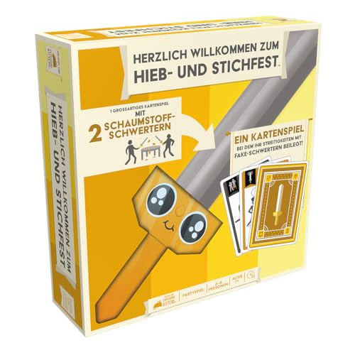 Exploding Kittens, Herzlich Willkommen zum Hieb- und Stichfest, Partyspiel, Kartenspiel, 3-6 Spieler, ab 7+ Jahren, 15 Minuten, Deutsch, Mehrfarbig, Bunt von Exploding Kittens